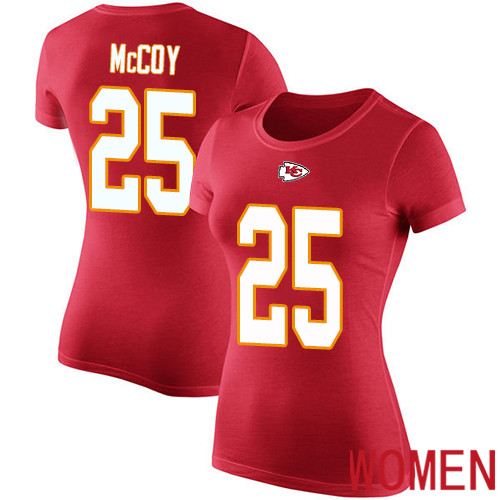Women Football Kansas City Chiefs #25 McCoy LeSean Red Rush Pride Name and Number T-Shirt
